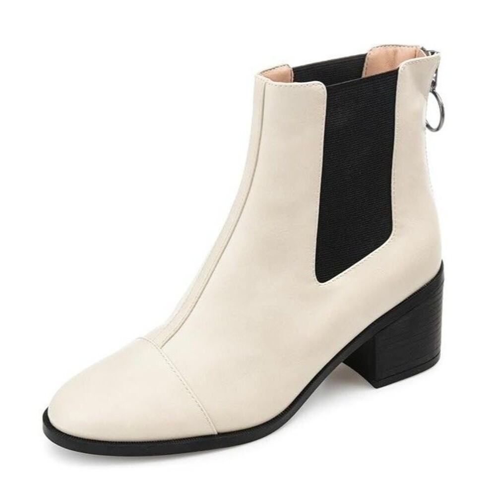Journee Collection Womens 8 M Bone White Nigella Pull On Ankle Booties NIB YW9